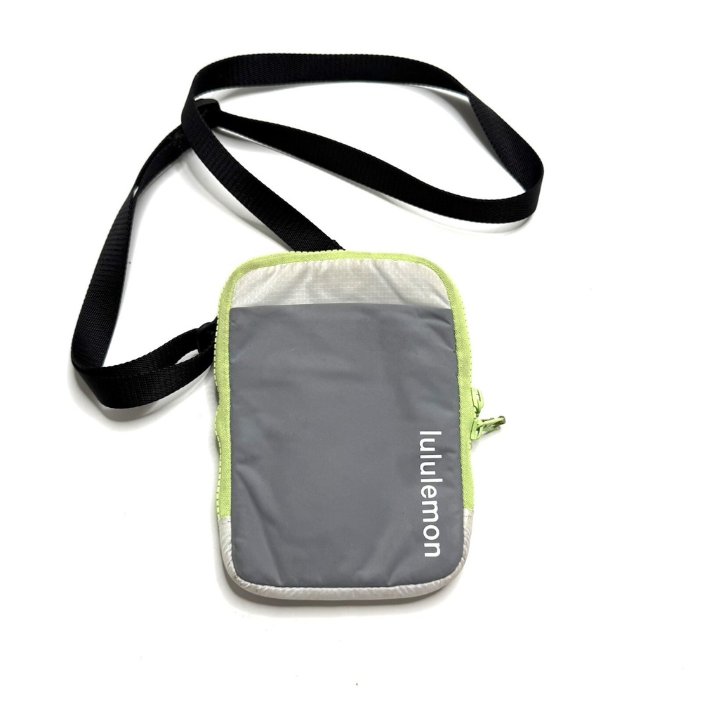 Lululemon Easy Access Crossbody Bag ColorBlock Gray Green Stained Purse Phone